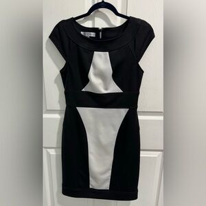 Maggy London Black & Ivory Color Block Sheath. Dress 8.